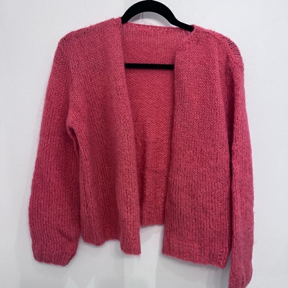 BARBIE open sweater vest pink hand made. Wool blend